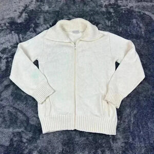 Vtg 70s 80s Chunky Knit Sweater Lion Crafters Full Zip Cricket Style S Collared